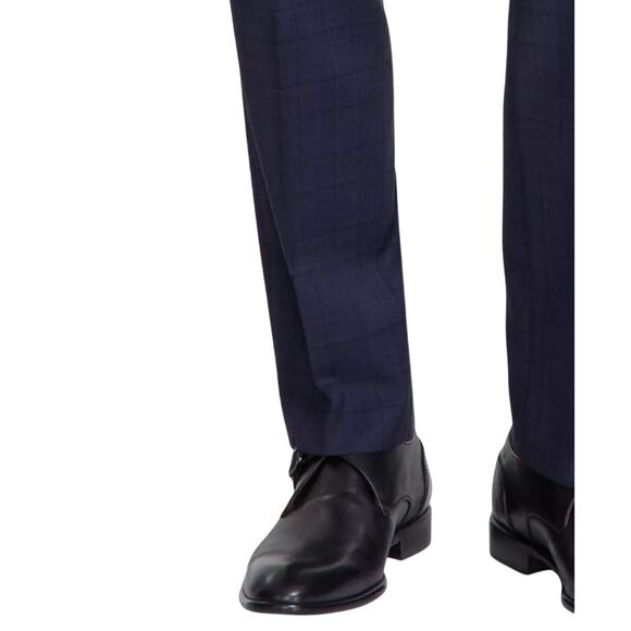 Calvin Klein Men's Navy Plaid Wool Blend Jace Slim-Fit Suit Pants Size 36x32 - Picture 4 of 5